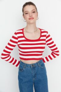 Trendyol Red Crop Knitted