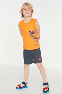 Trendyol Orange Printed Boy Knitted