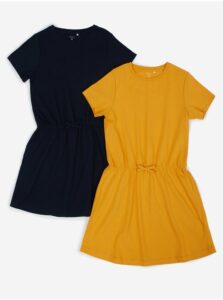 Sada dvou holčičích šatů v modré a žluté