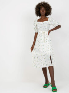 White and green midi dress with