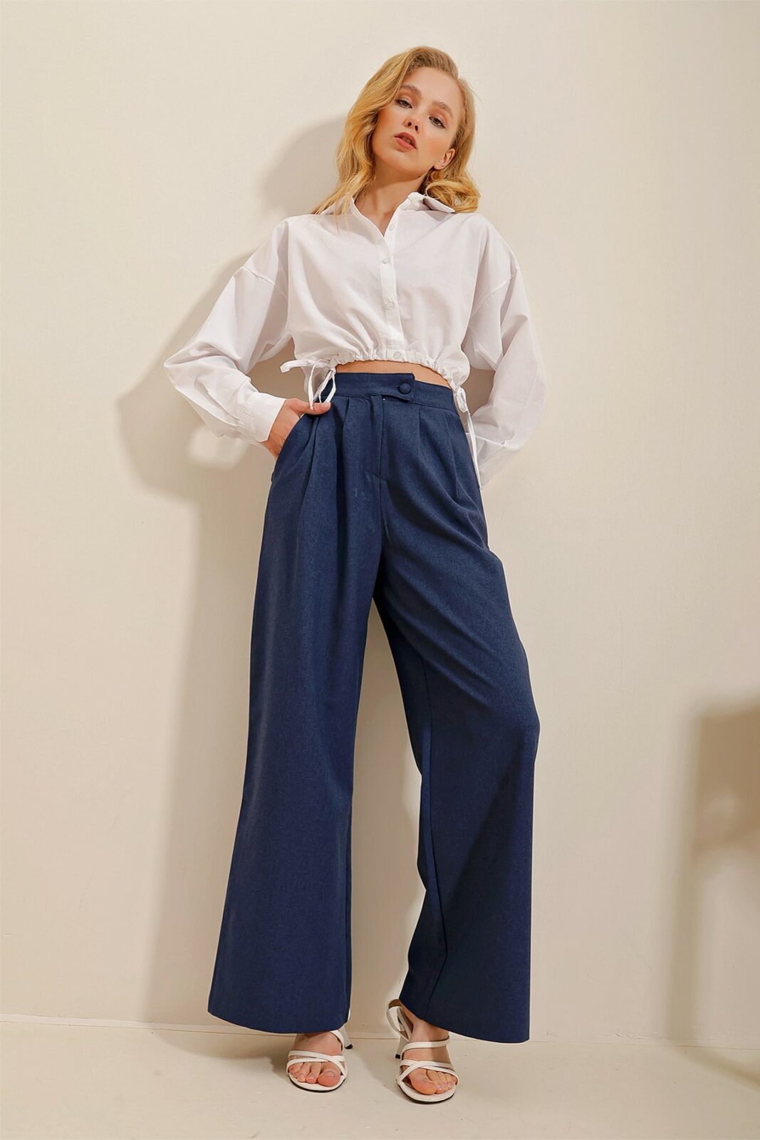 Trend Alaçatı Stili Pants - Navy