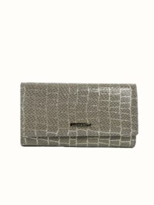 Gray leather wallet with an