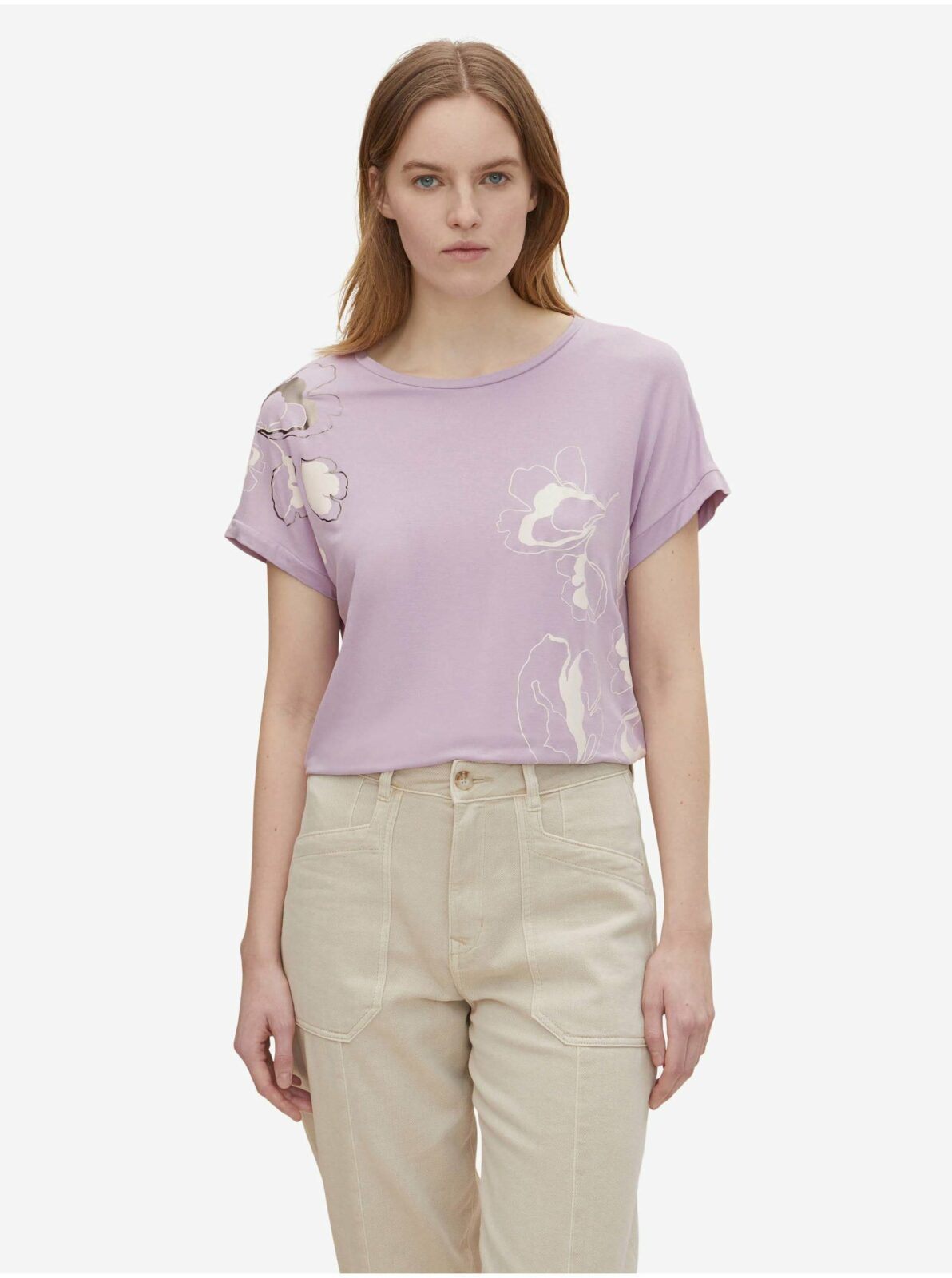 Světle fialové dámské tričko s potiskem