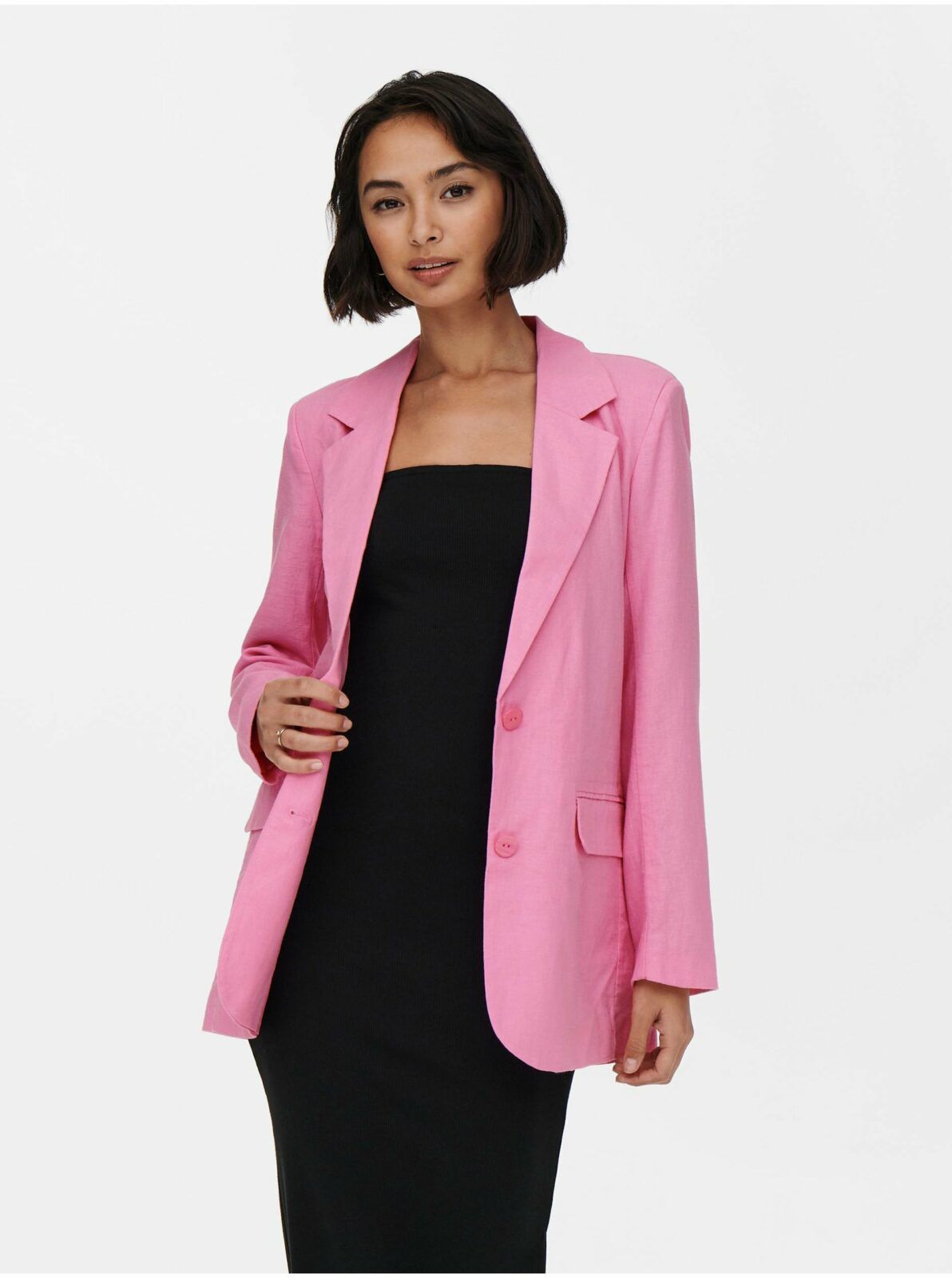 Růžové oversize sako s příměsí lnu