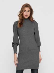 Tmavě šedé žebrované svetrové šaty ONLY