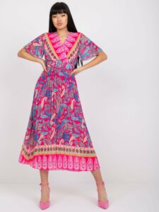 One size pink pleated dress with