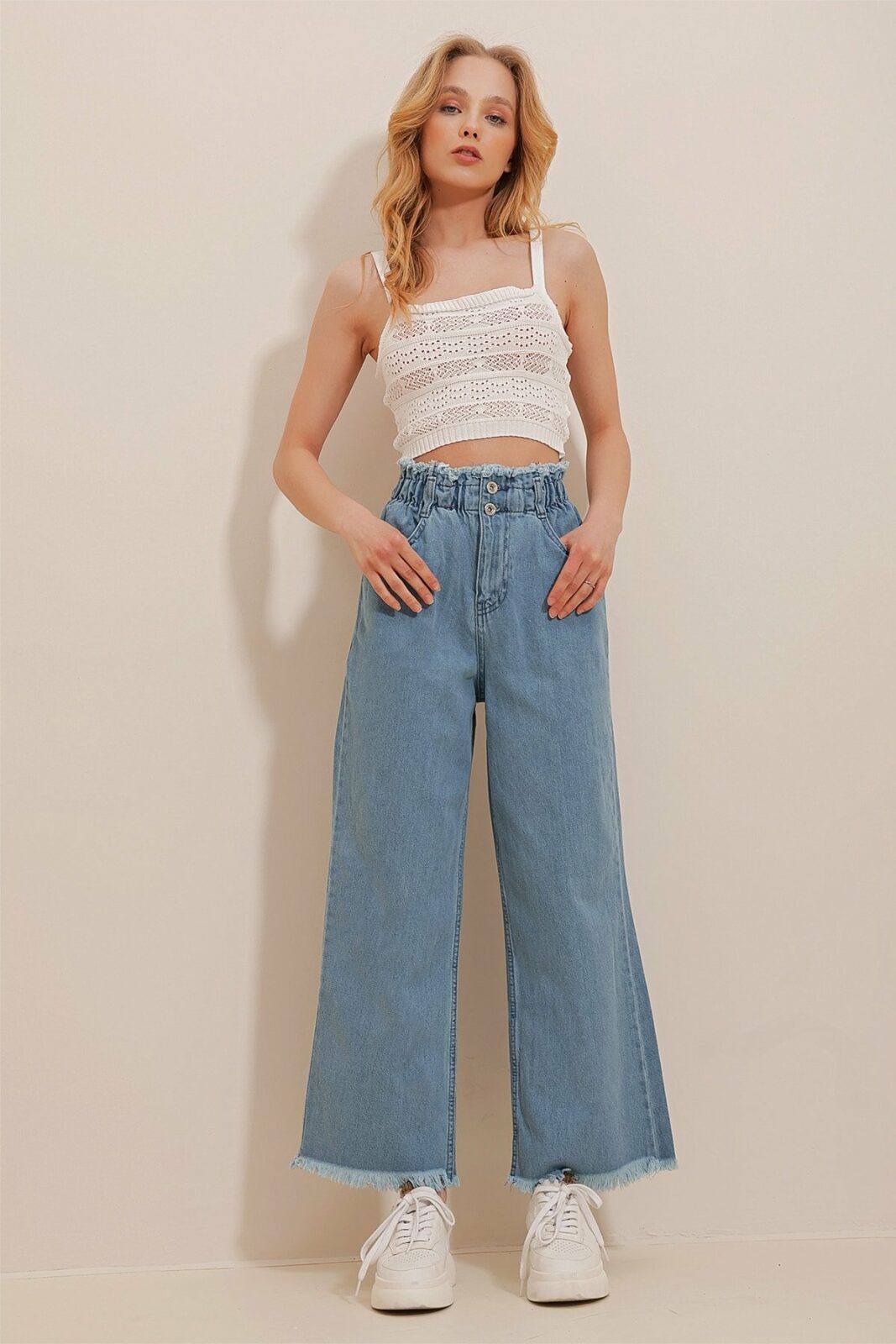 Trend Alaçatı Stili Pants - Blue