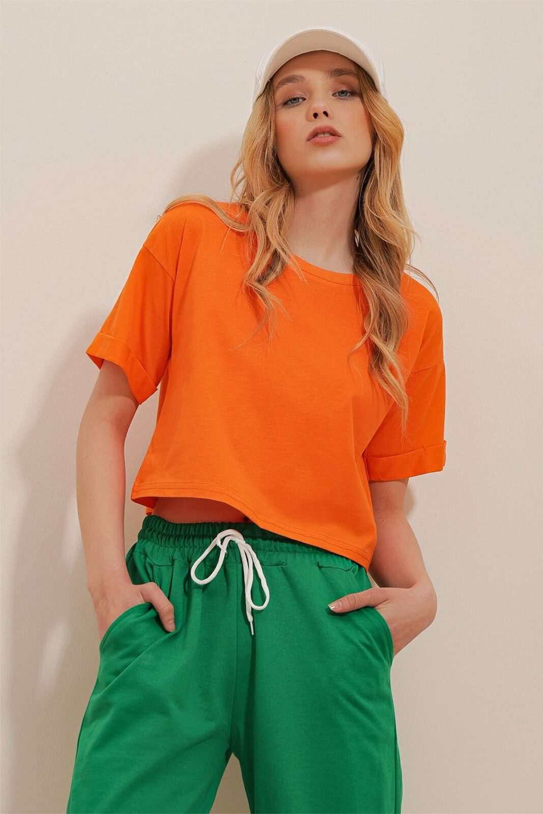 Trend Alaçatı Stili T-Shirt - Orange