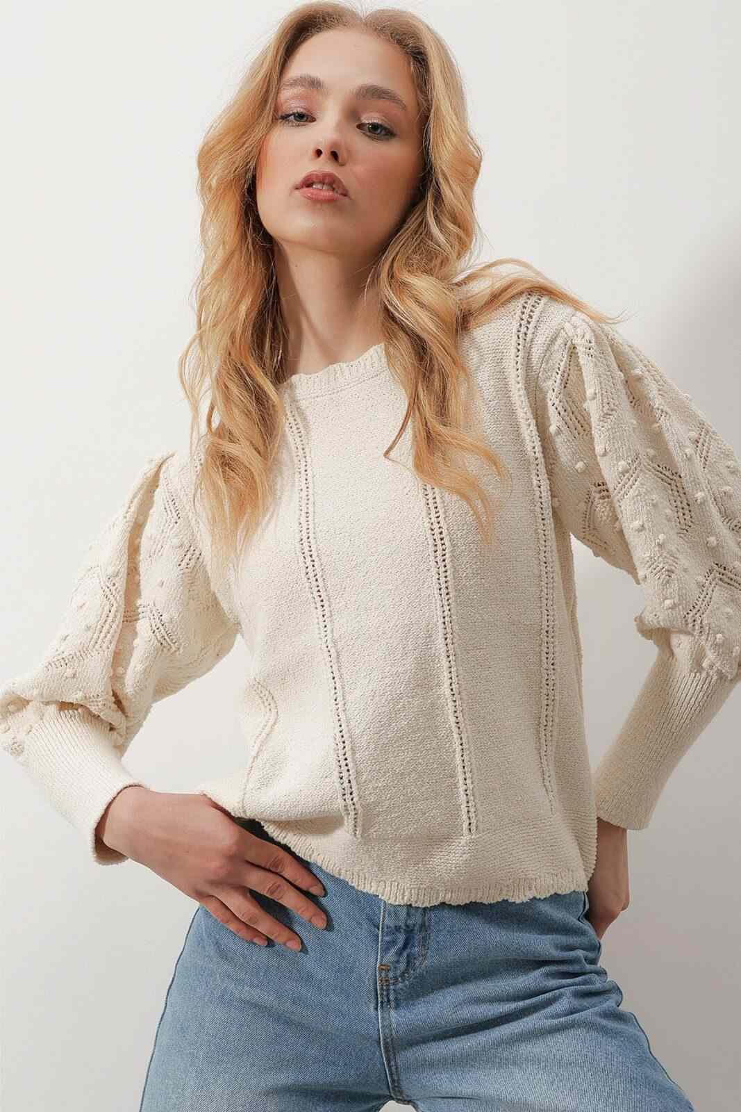 Trend Alaçatı Stili Sweater - Beige