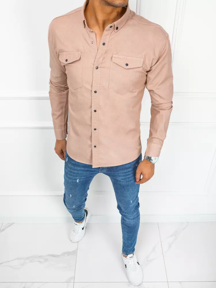 Pánská džínová košile růžová