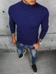 Men's blue turtleneck sweater
