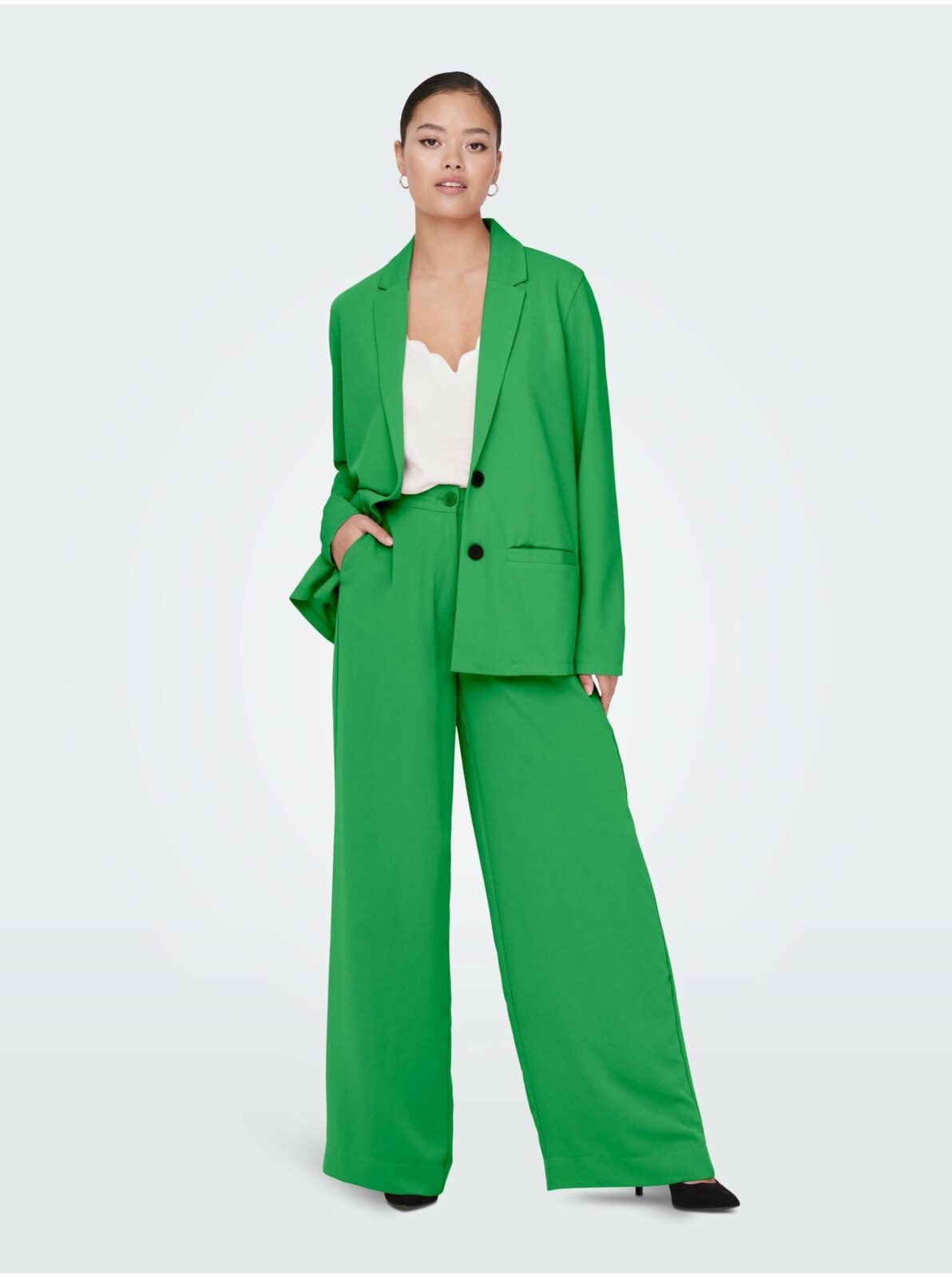 Zelené dámské široké kalhoty JDY