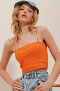 Trend Alaçatı Stili Blouse - Orange