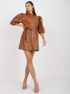 Casual brown shirt dress made