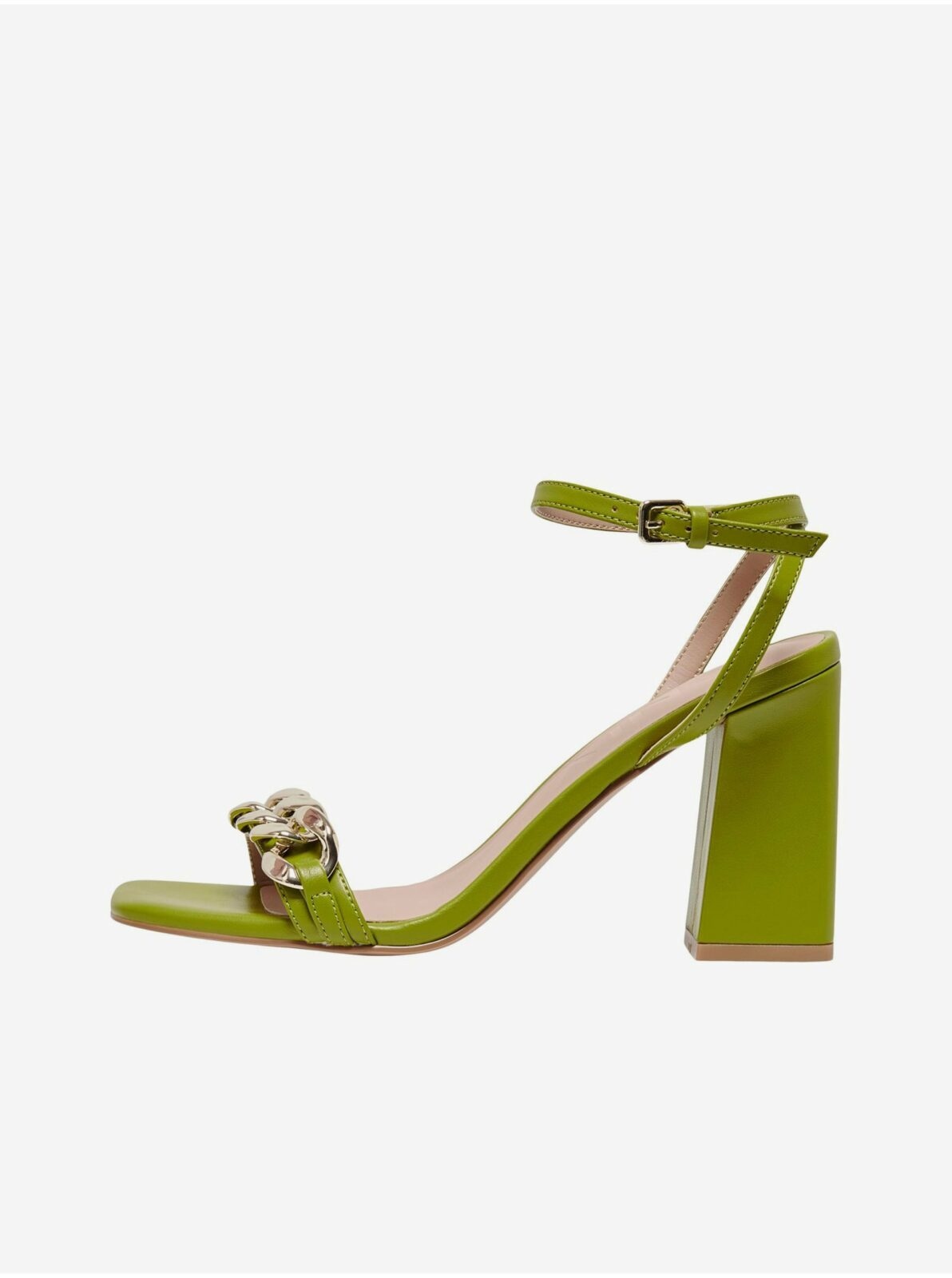 Světle zelené dámské sandály na podpatku
