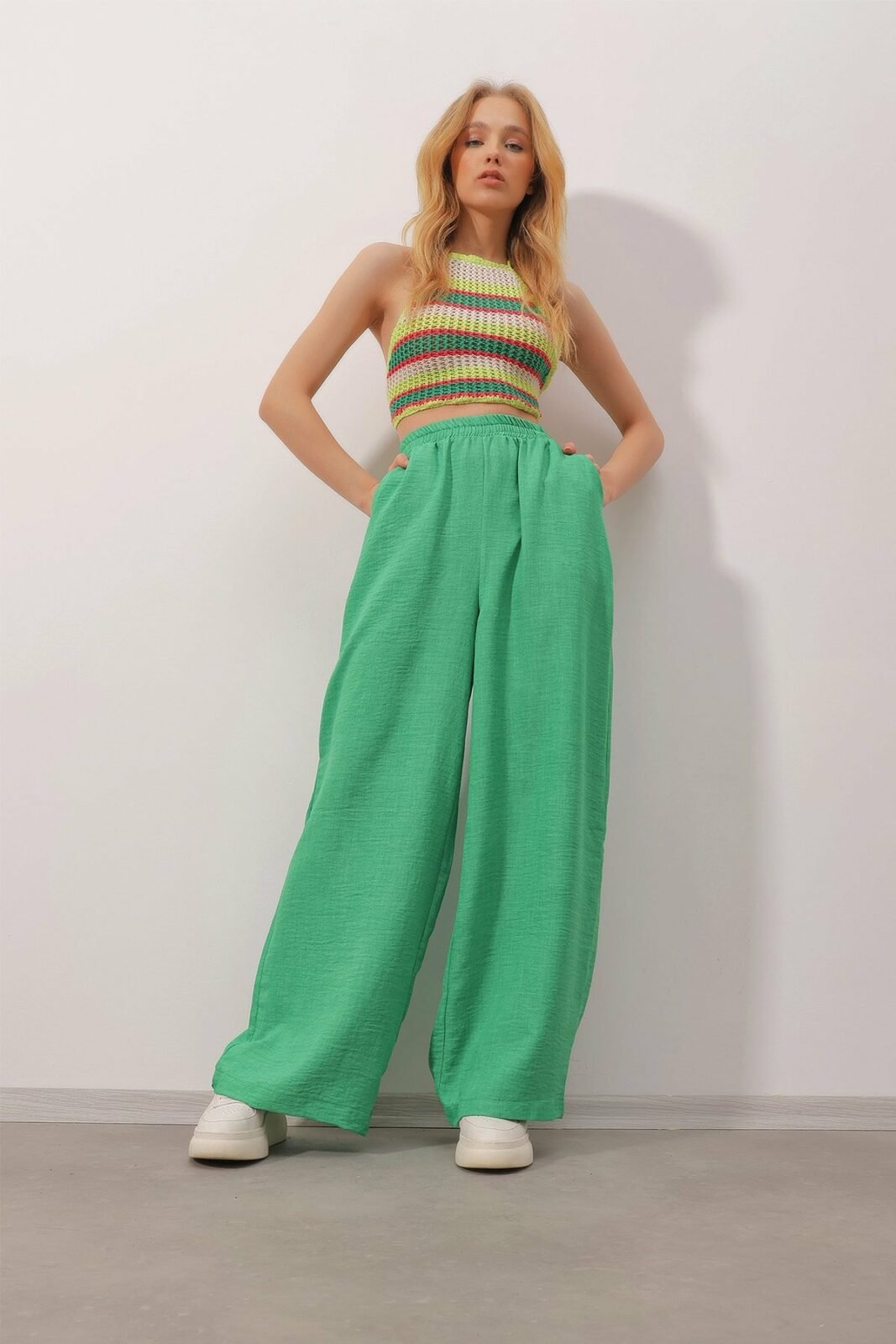 Trend Alaçatı Stili Pants - Green