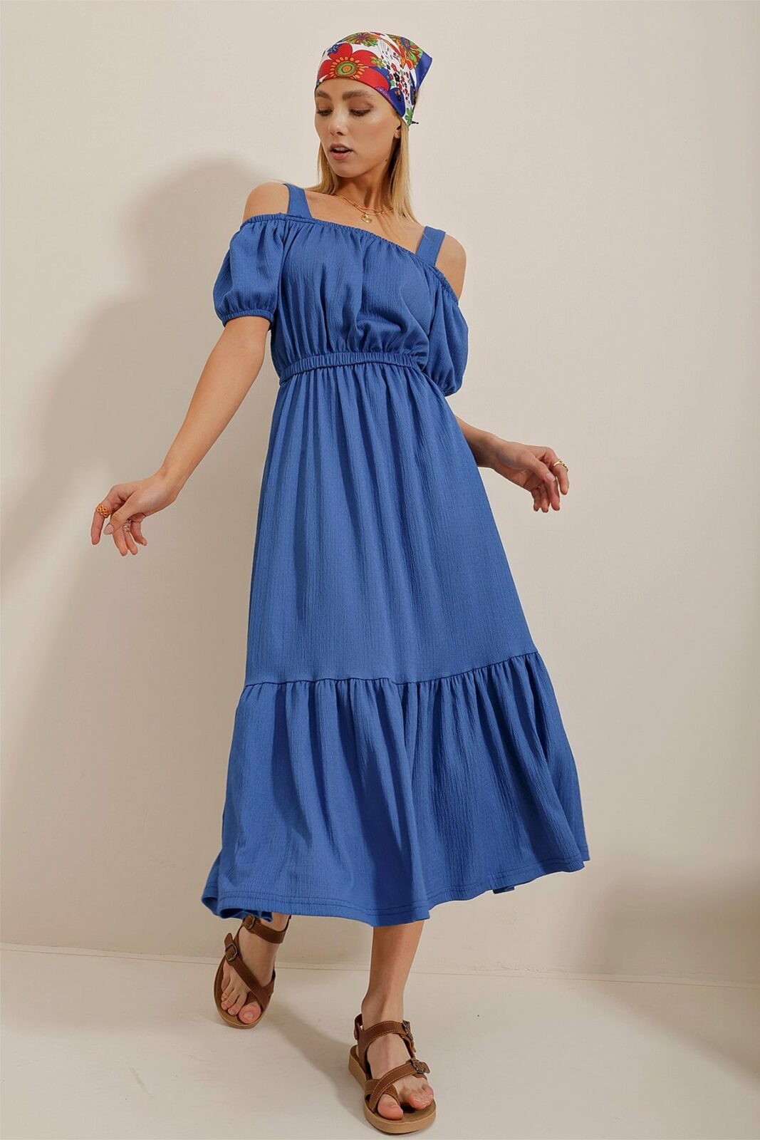 Trend Alaçatı Stili Dress - Navy