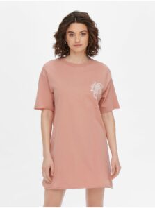 Světle růžové krátké šaty s potiskem