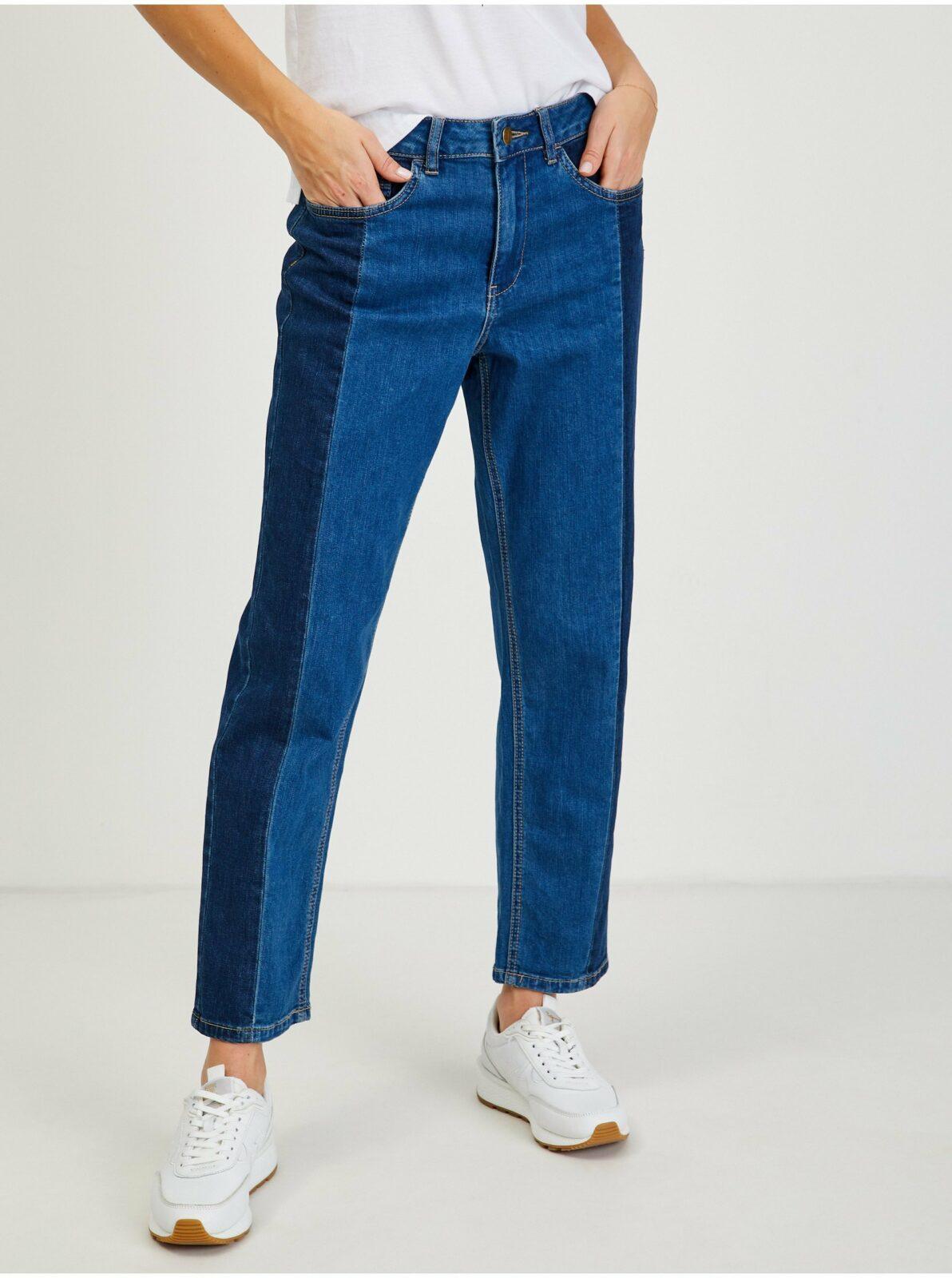 Tmavě modré dámské straight fit džíny