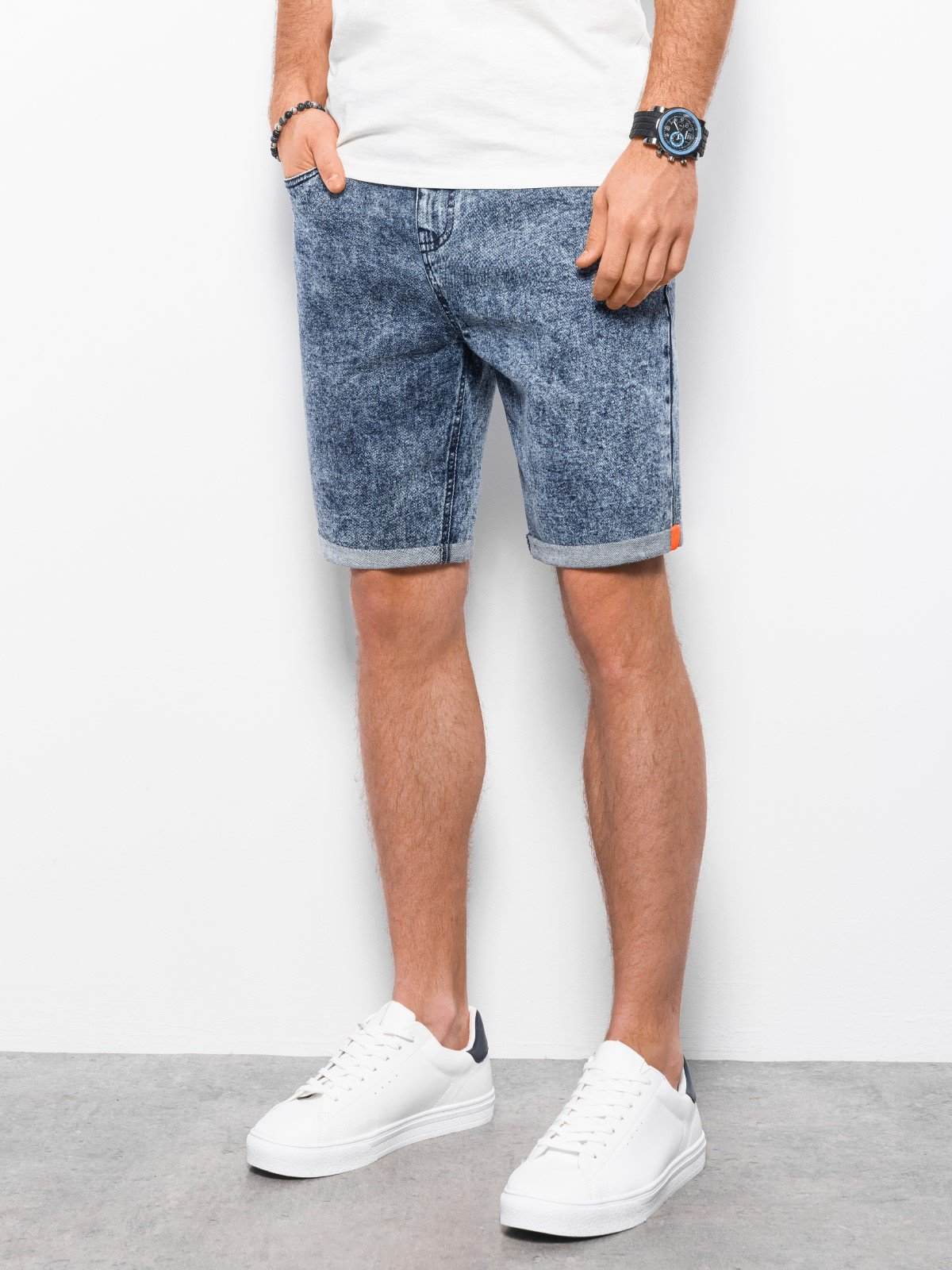 Ombre Men's denim marbled shorts