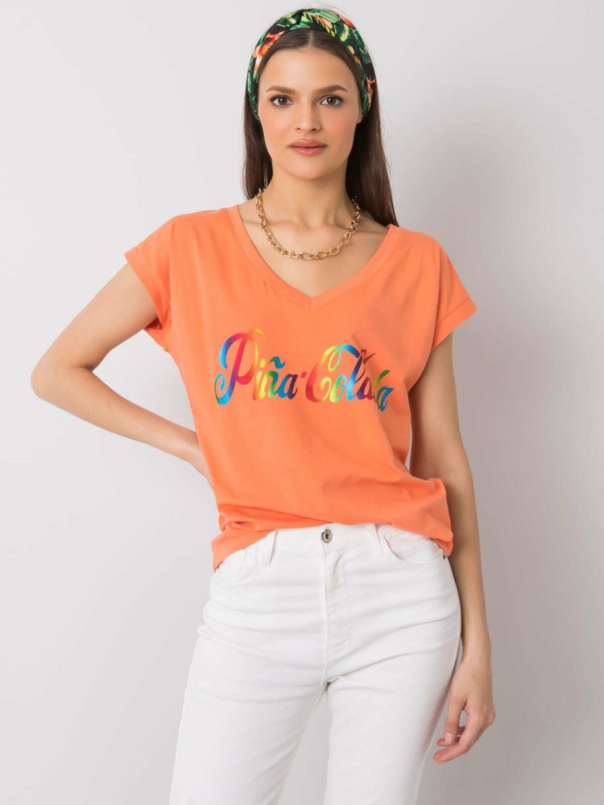 Oranžové tričko s barevným