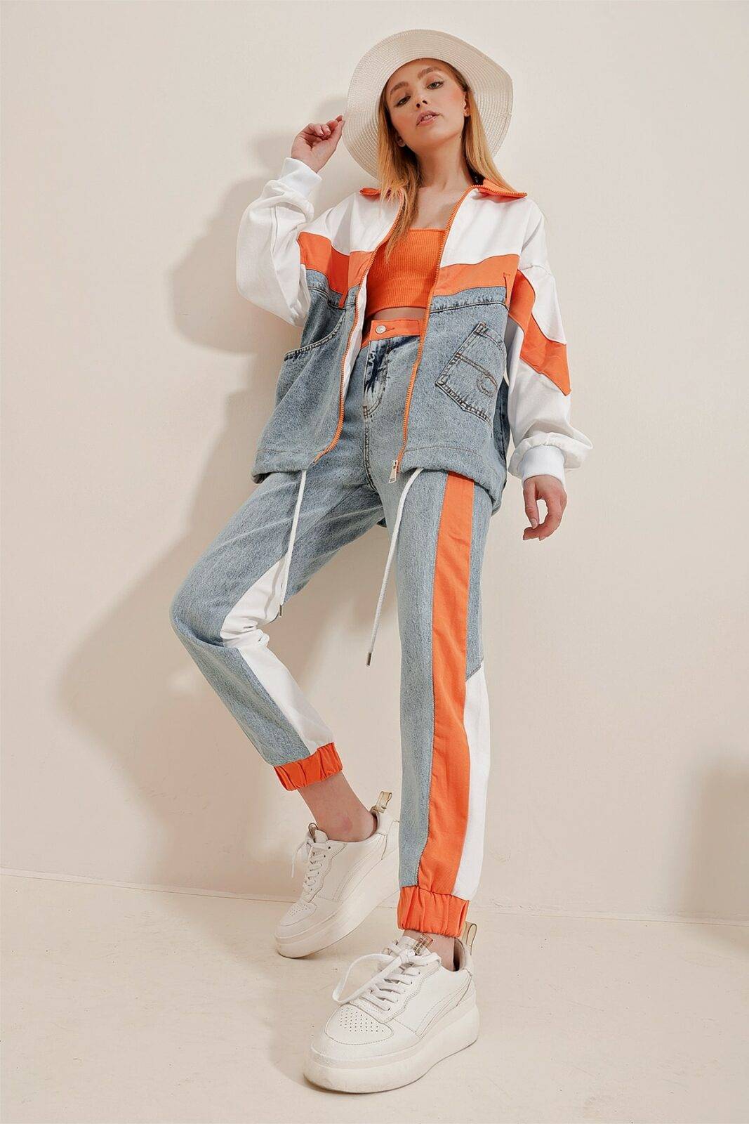 Trend Alaçatı Stili Jacket - Orange