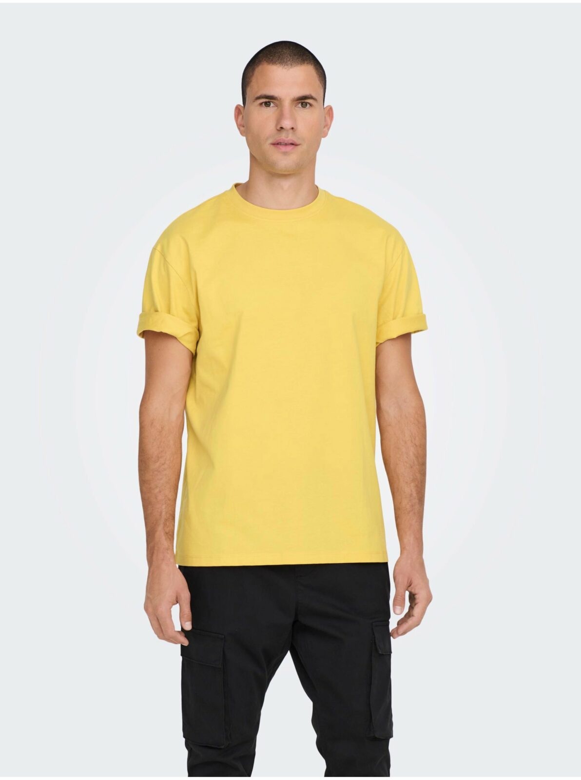Žluté pánské basic tričko ONLY &