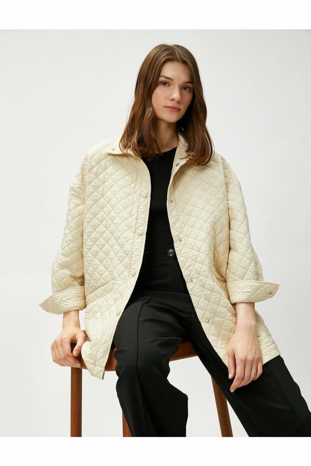 Koton Quilted Coat Snap