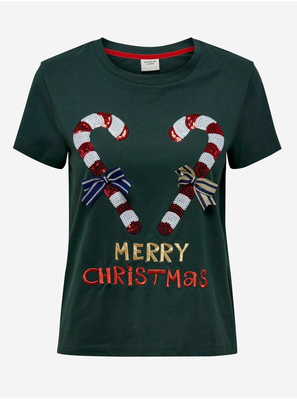 Tmavě zelené vánoční tričko JDY