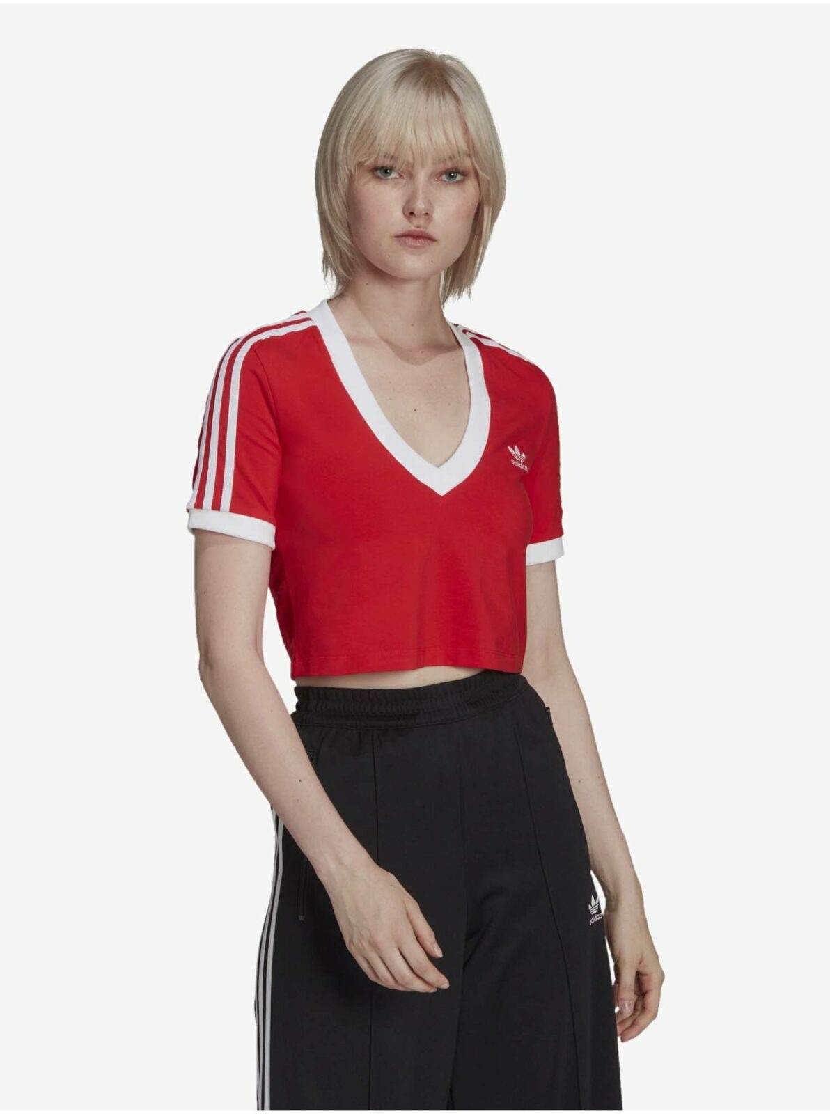Červený dámský crop top adidas
