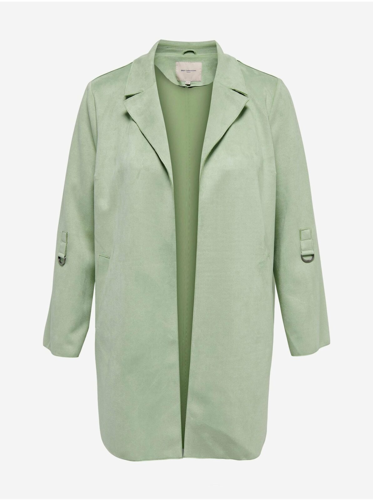 Světle zelený dámský lehký kabát v semišové