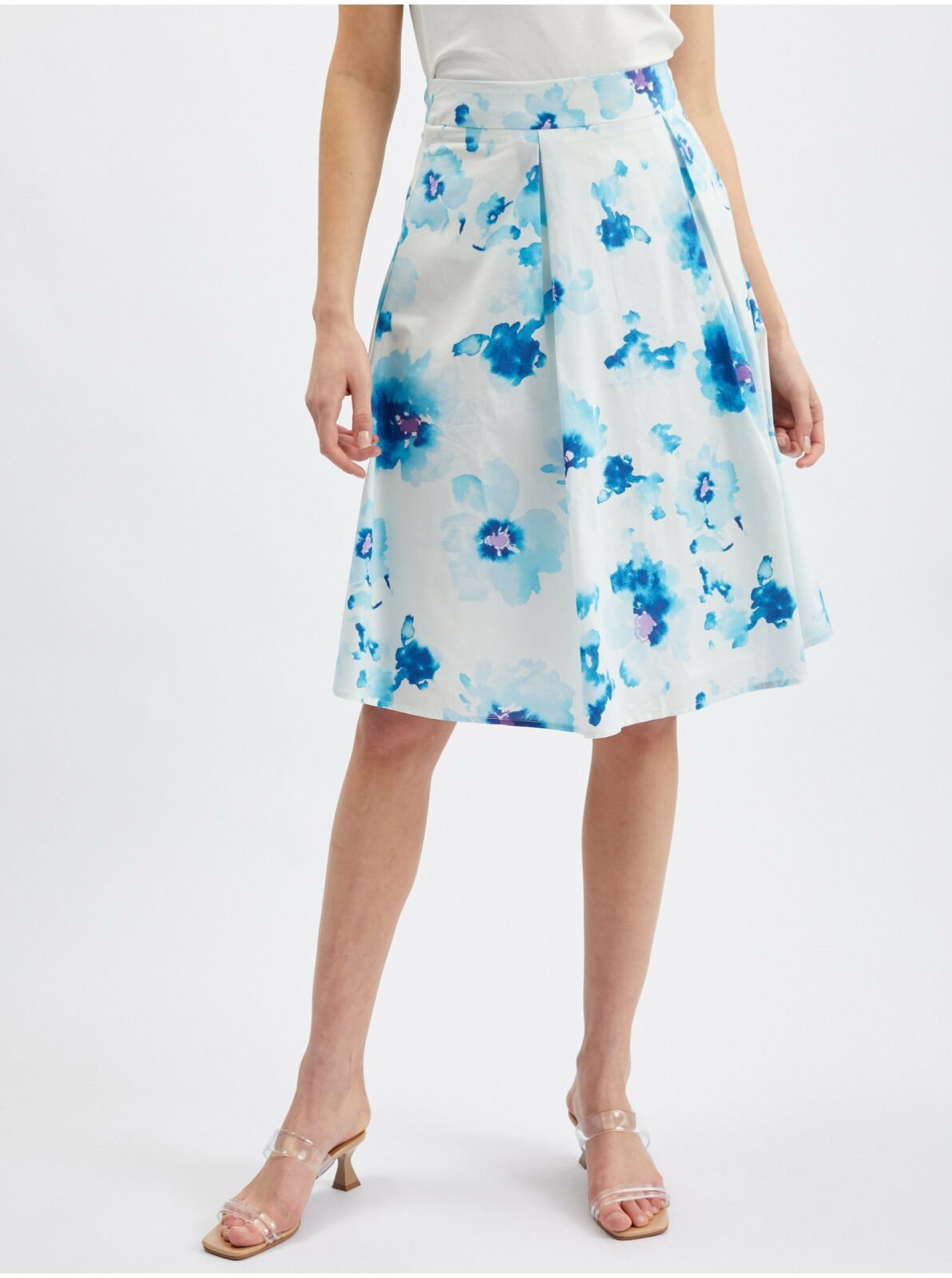 Orsay Modro-bílá dámská květovaná sukně