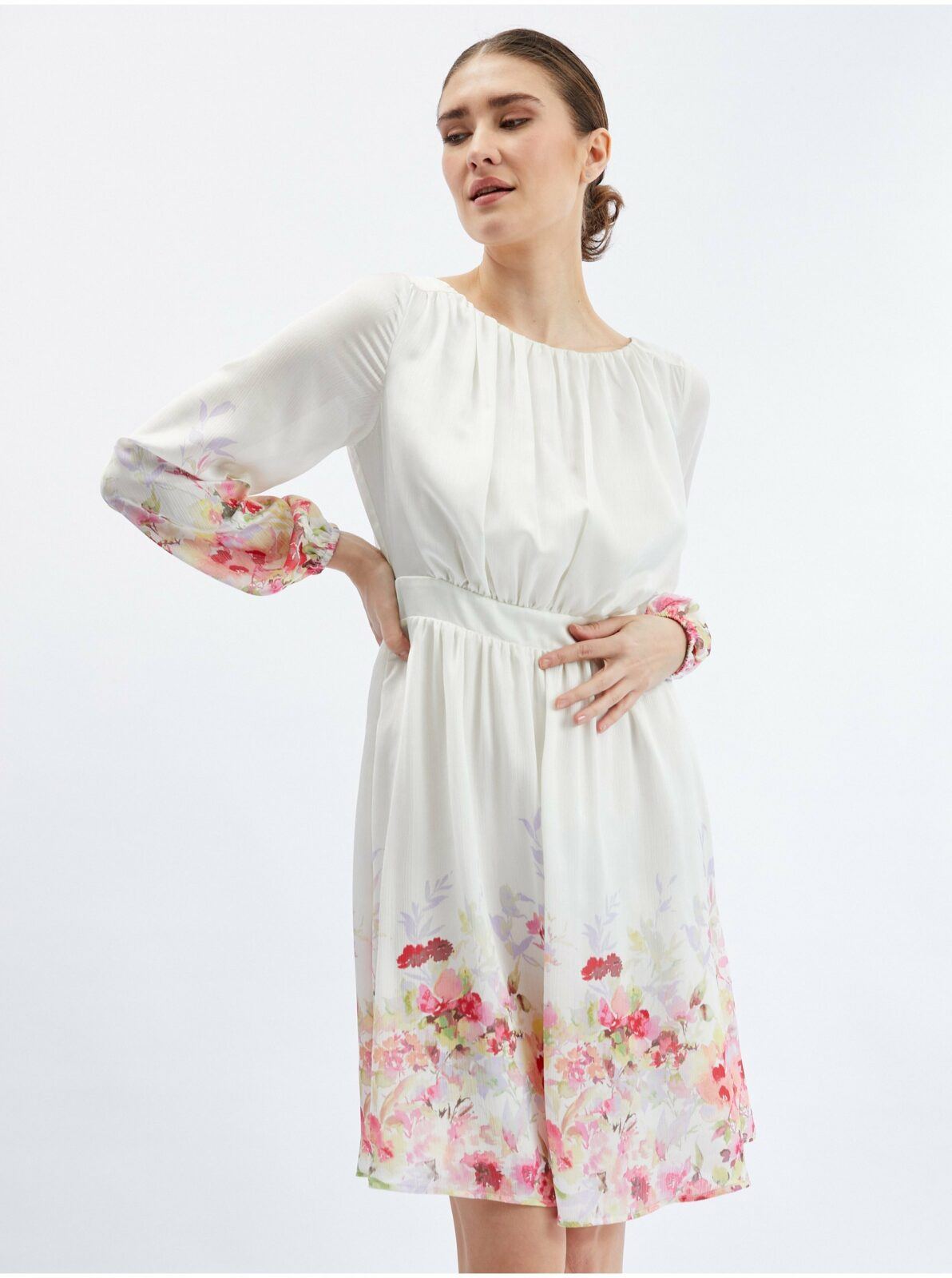 Orsay Růžovo-krémové dámské květované šaty
