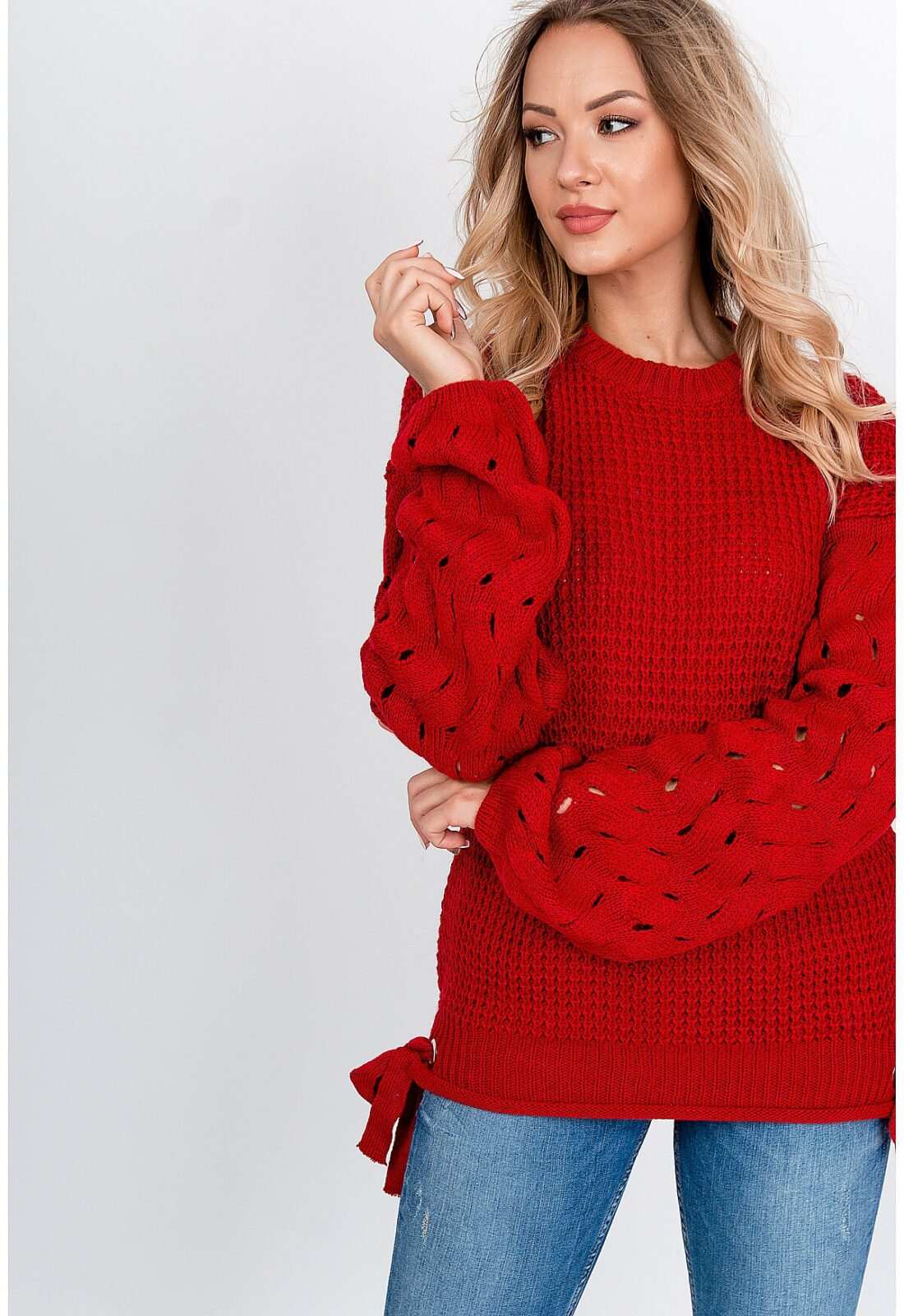 Dámský pletený svetr s mašlemi