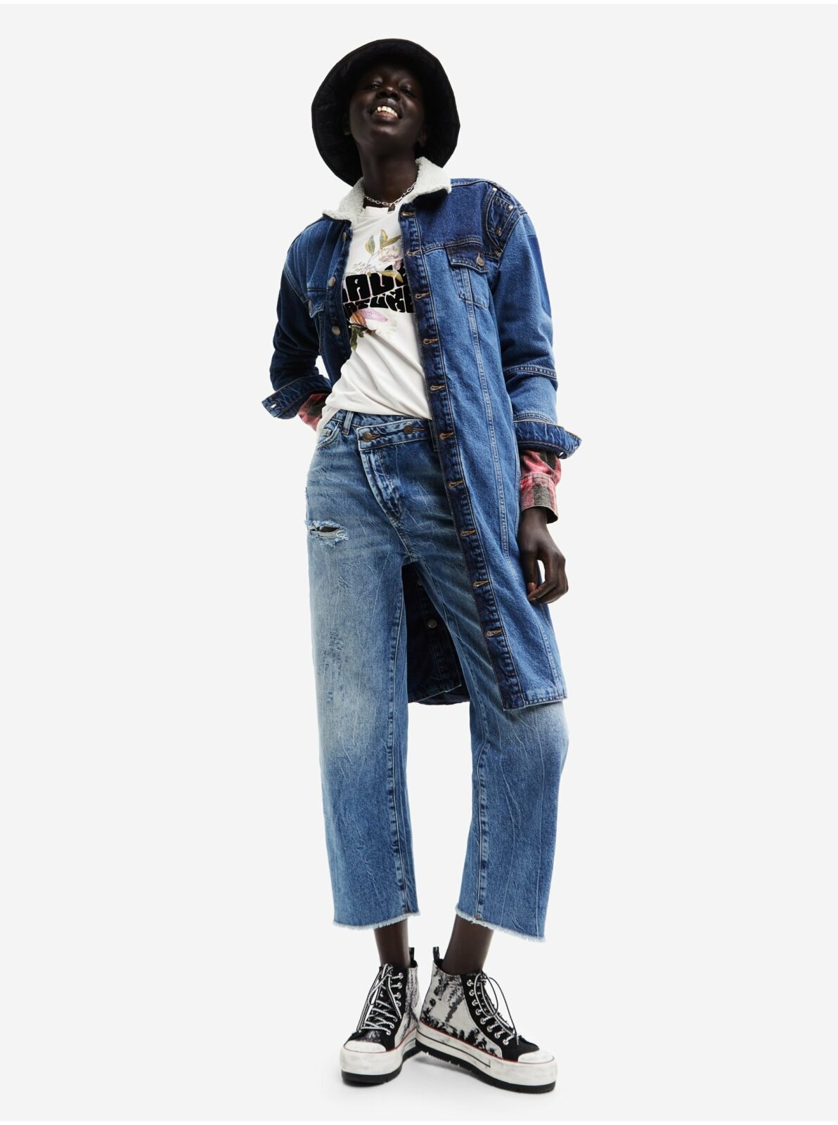 Modrá dámská dlouhá džínová bunda Desigual