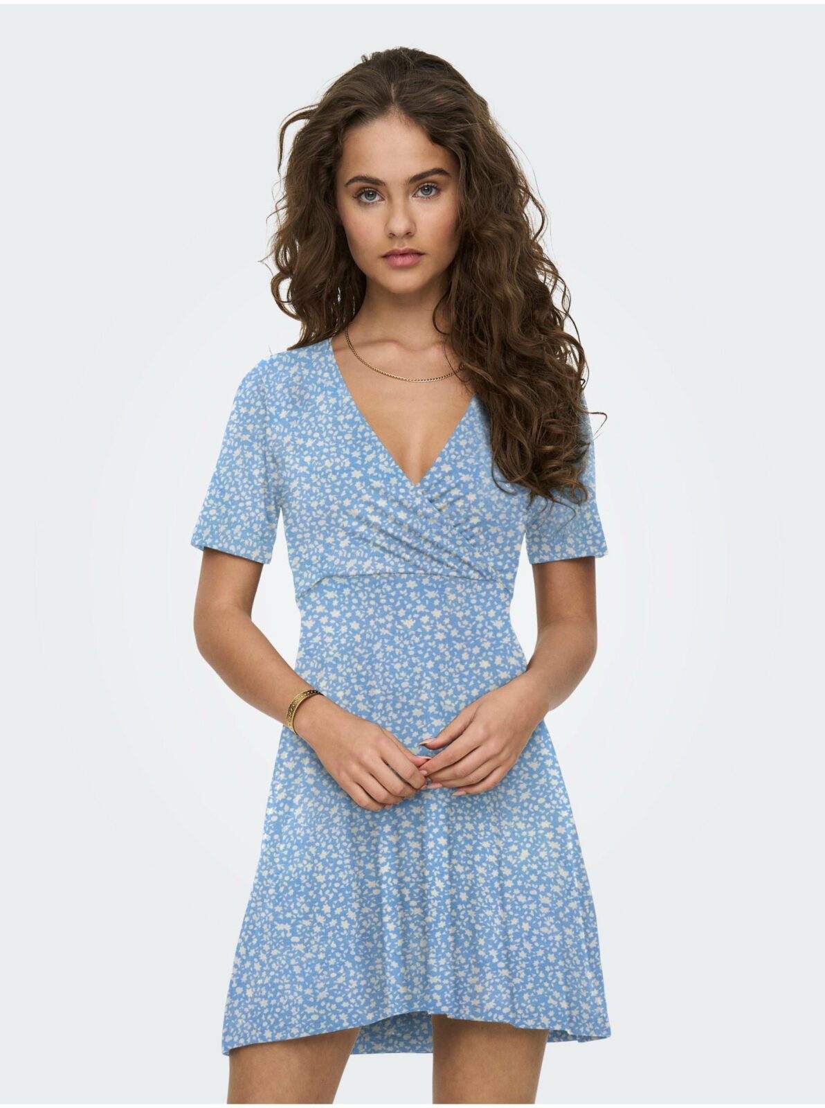 Světle modré dámské květované šaty ONLY