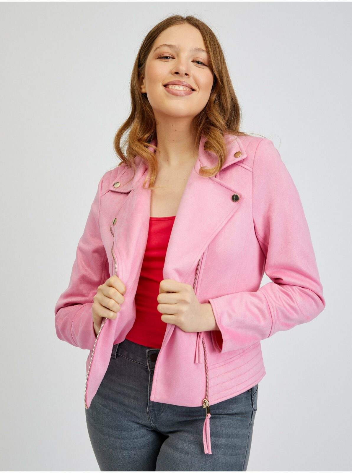 Orsay Růžová dámská koženková bunda v