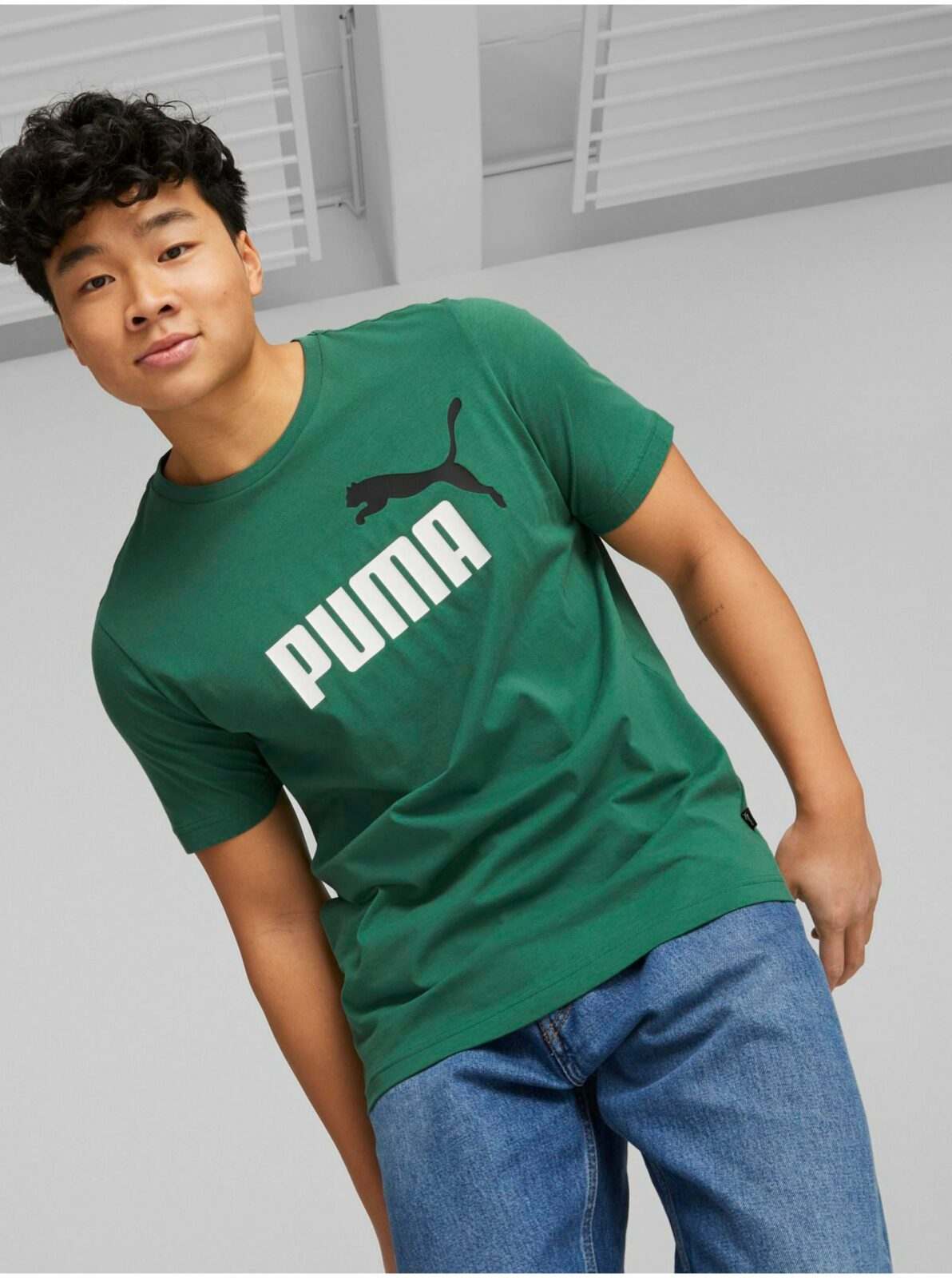 Zelené pánské tričko Puma ESS+
