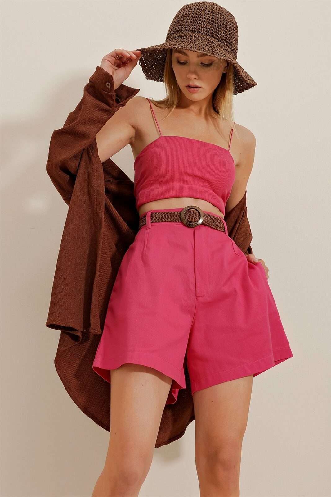 Trend Alaçatı Stili Shorts - Pink