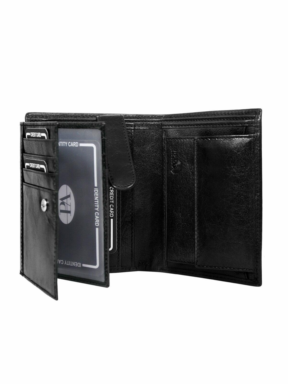 Pánská vertikální černá kožená peněženka