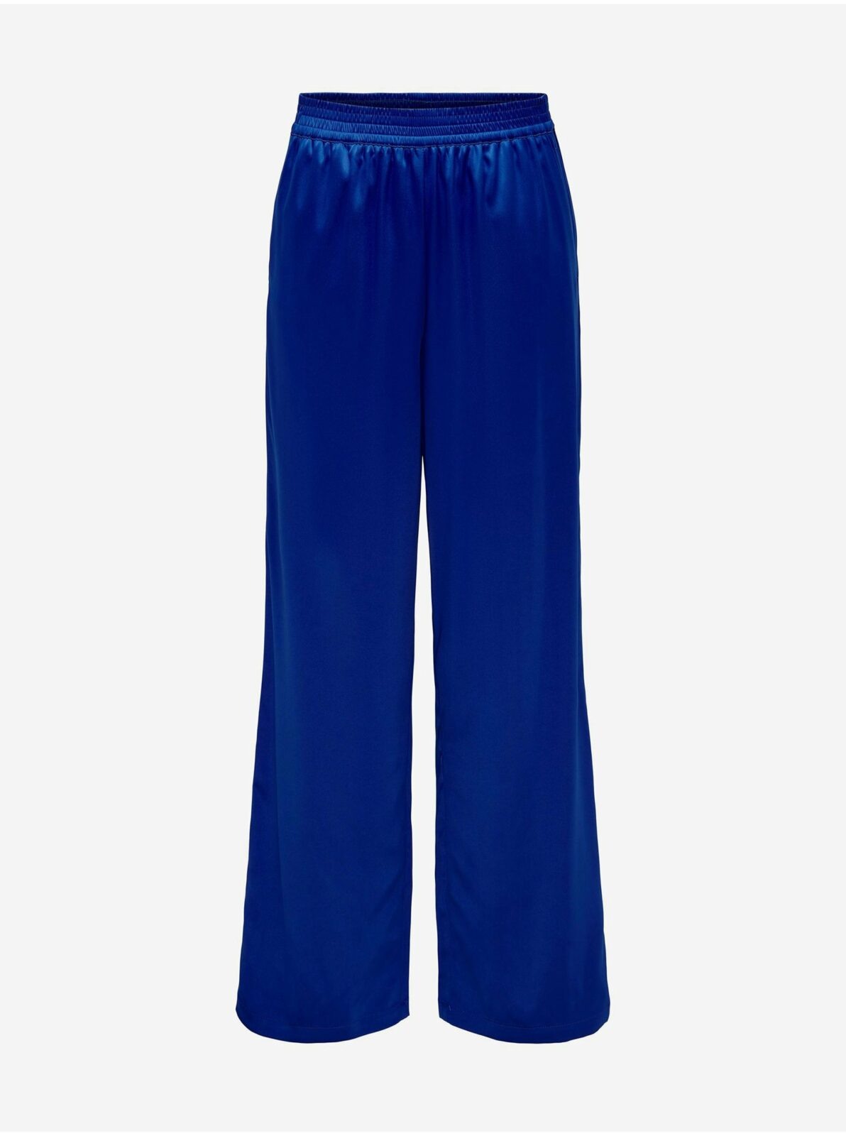 Tmavě modré dámské saténové široké kalhoty