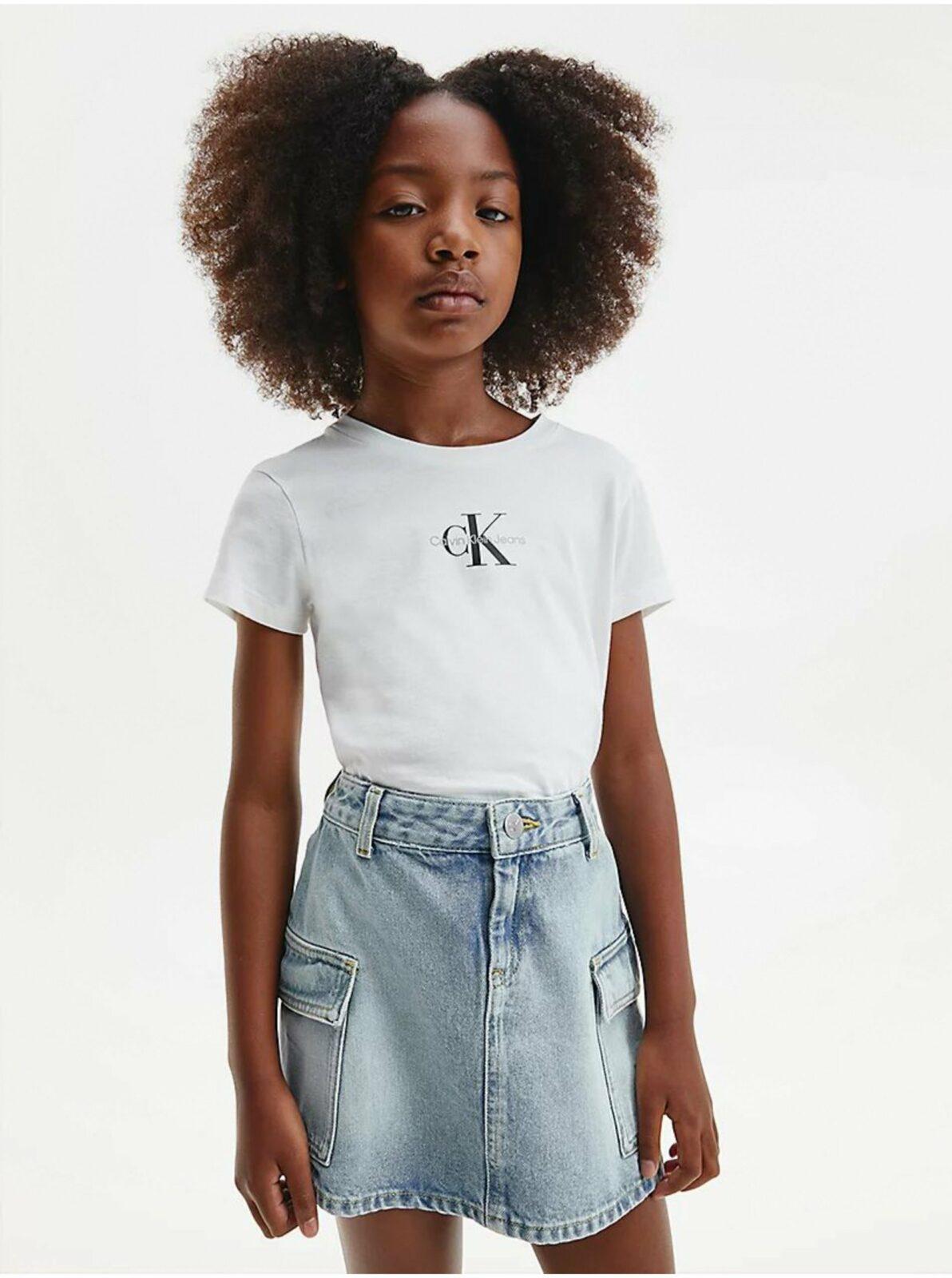 Bílé holčičí tričko Calvin Klein