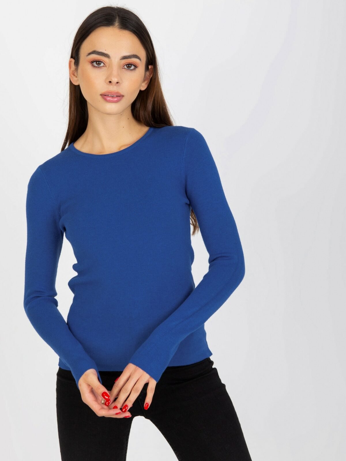 Kobaltově modrý jednoduchý svetr s