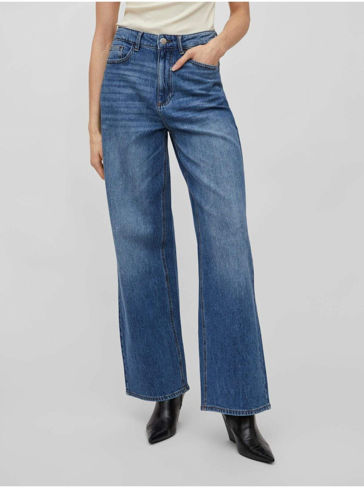 Modré dámské široké džíny VILA