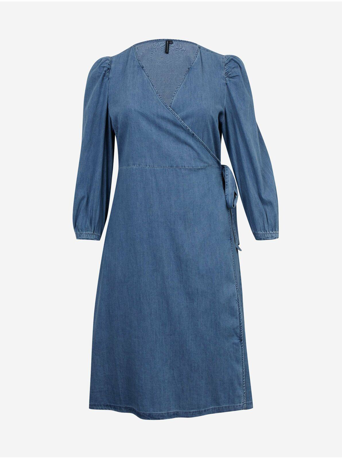 Modré dámské džínové zavinovací šaty ONLY