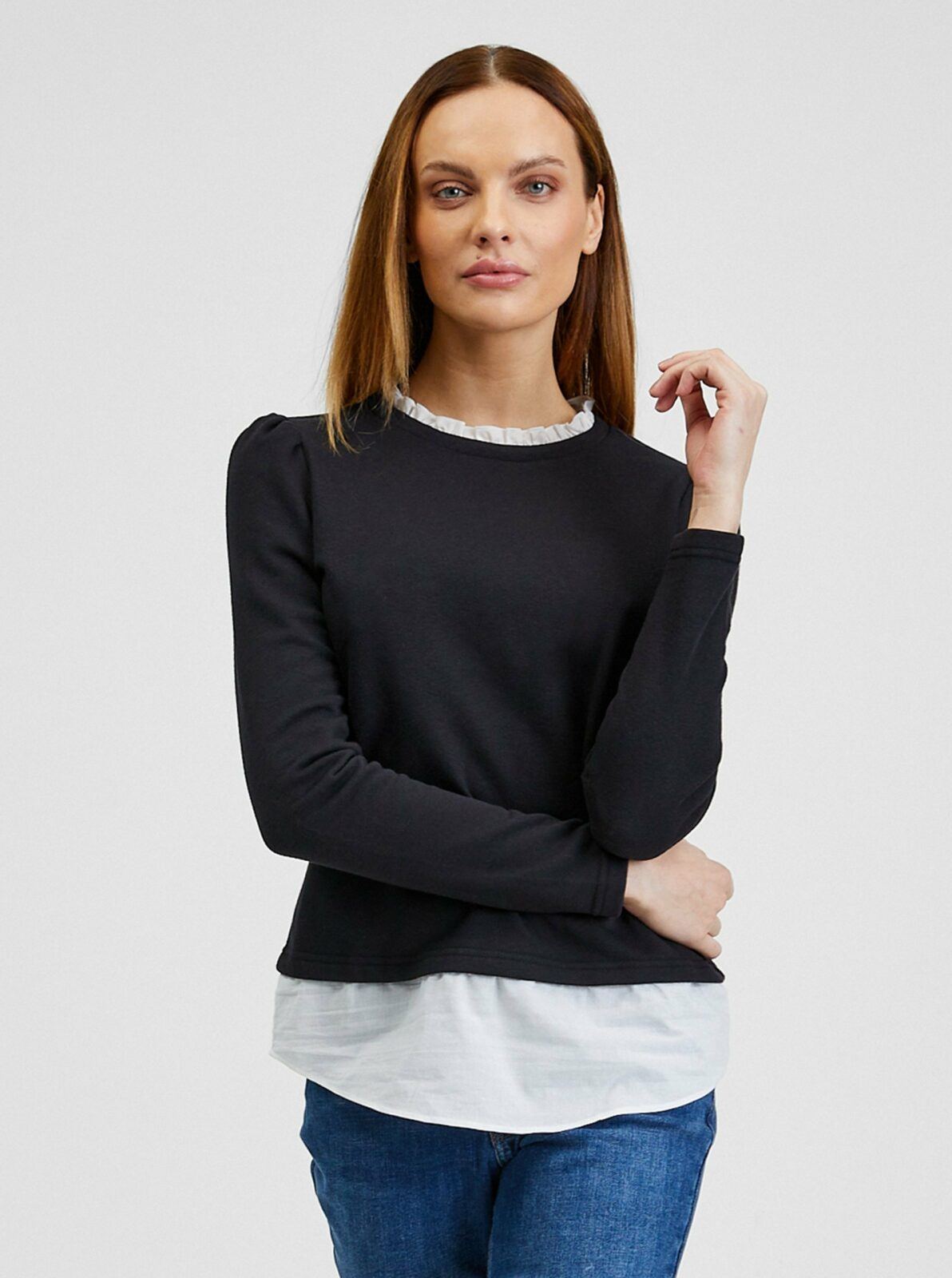 Orsay Černý dámský svetr s košilovou