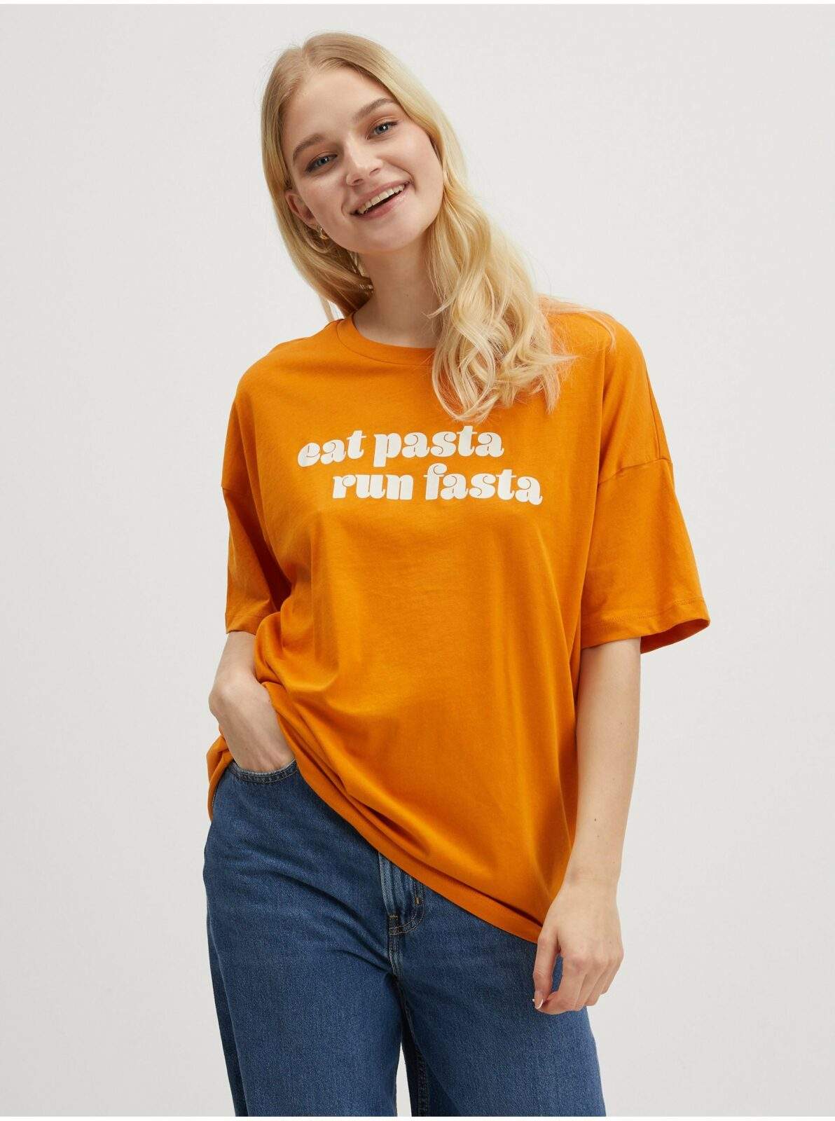 Oranžové dámské oversize tričko Noisy May