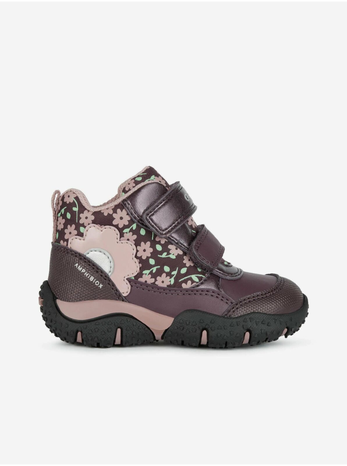 Růžové holčičí kotníkové květované boty Geox