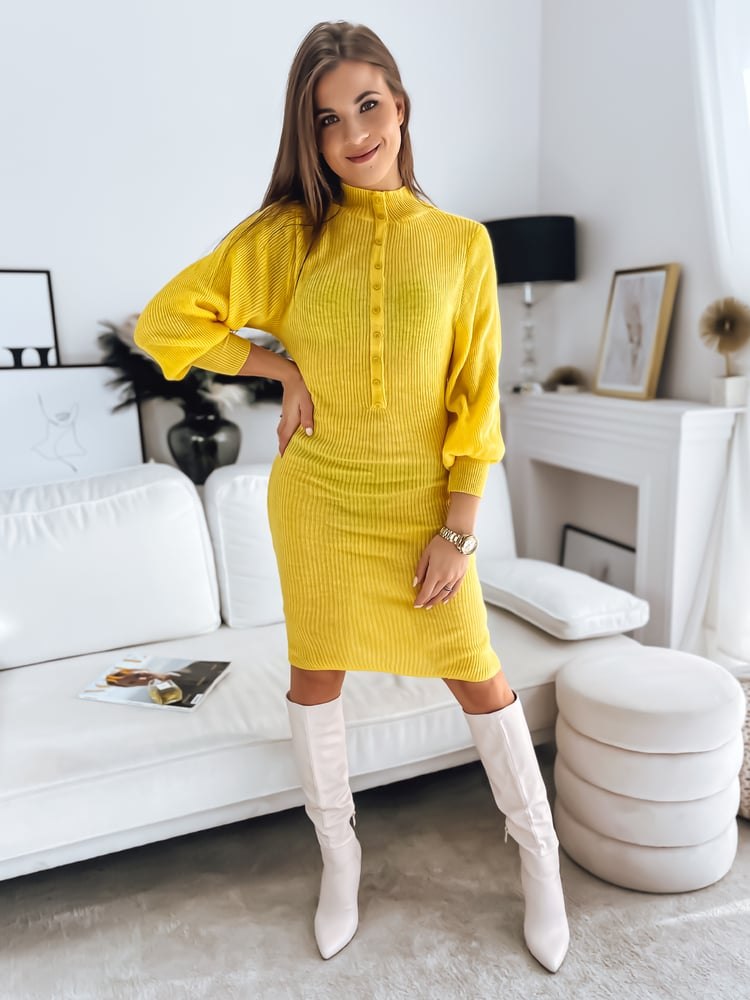 CINAMON svetrové šaty žluté