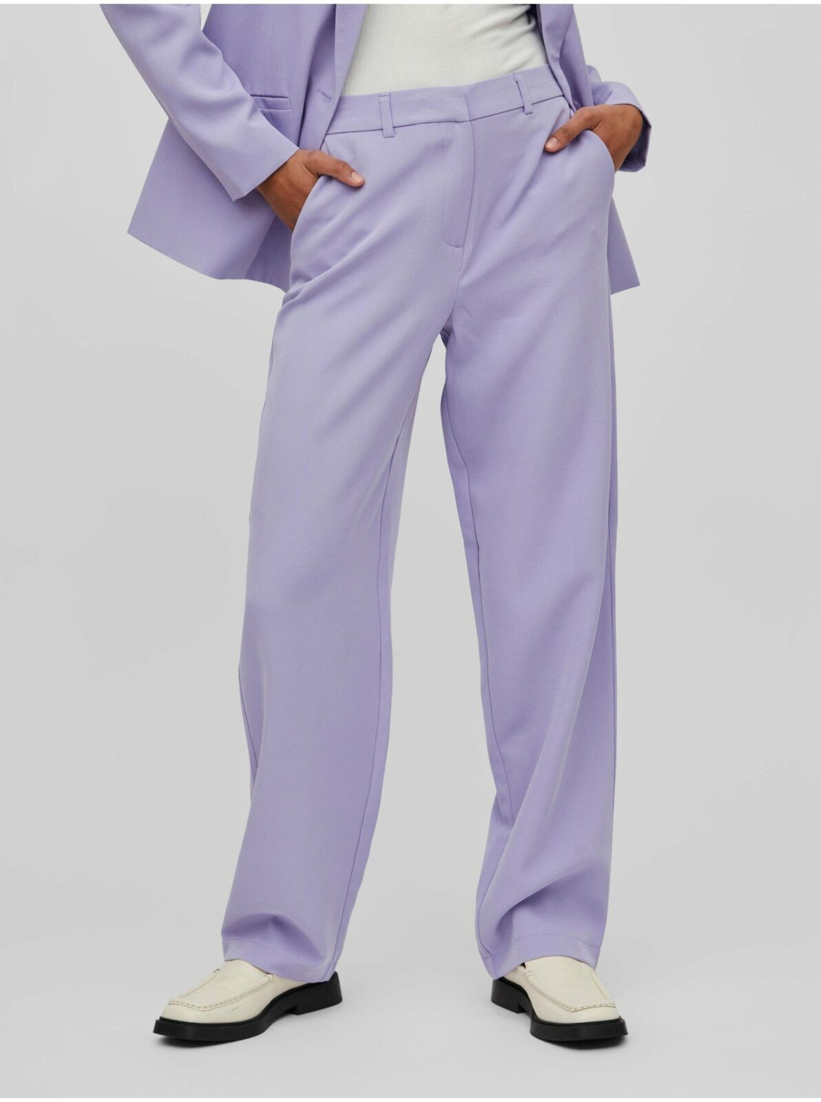 Světle fialové dámské široké kalhoty VILA